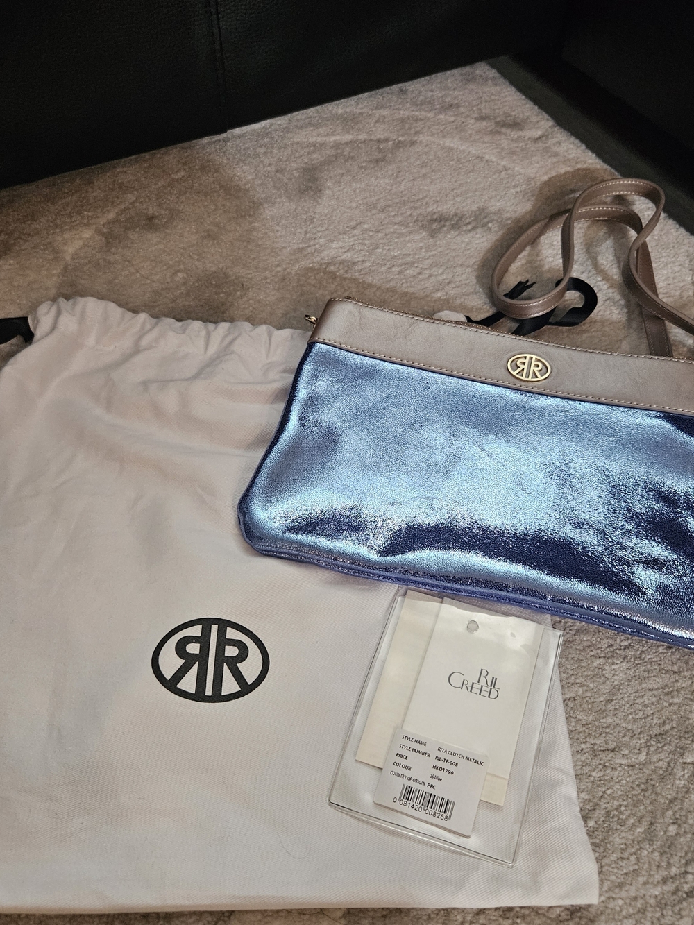 Ril Creed Metallic Blue Genuine Leather Shoulder Bag